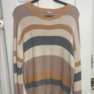 Hem & Thread Earthy Tones Striped Sweater